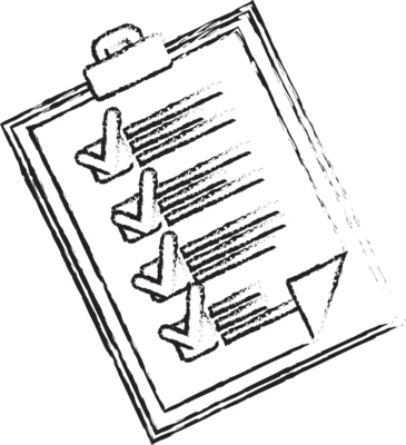 Dessin d'un bloc de papier avec une check list